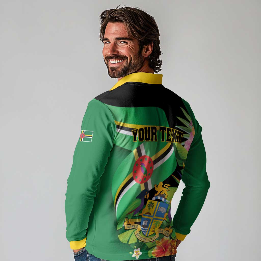 Personalized Dominica Long Sleeve Polo Shirt Nature Island of the Caribbean - Wonder Print Shop