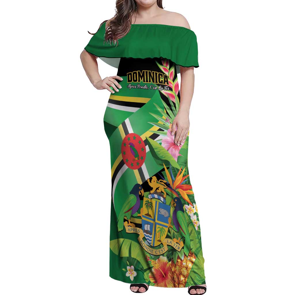 Personalized Dominica Off Shoulder Maxi Dress Nature Island of the Caribbean - Wonder Print Shop