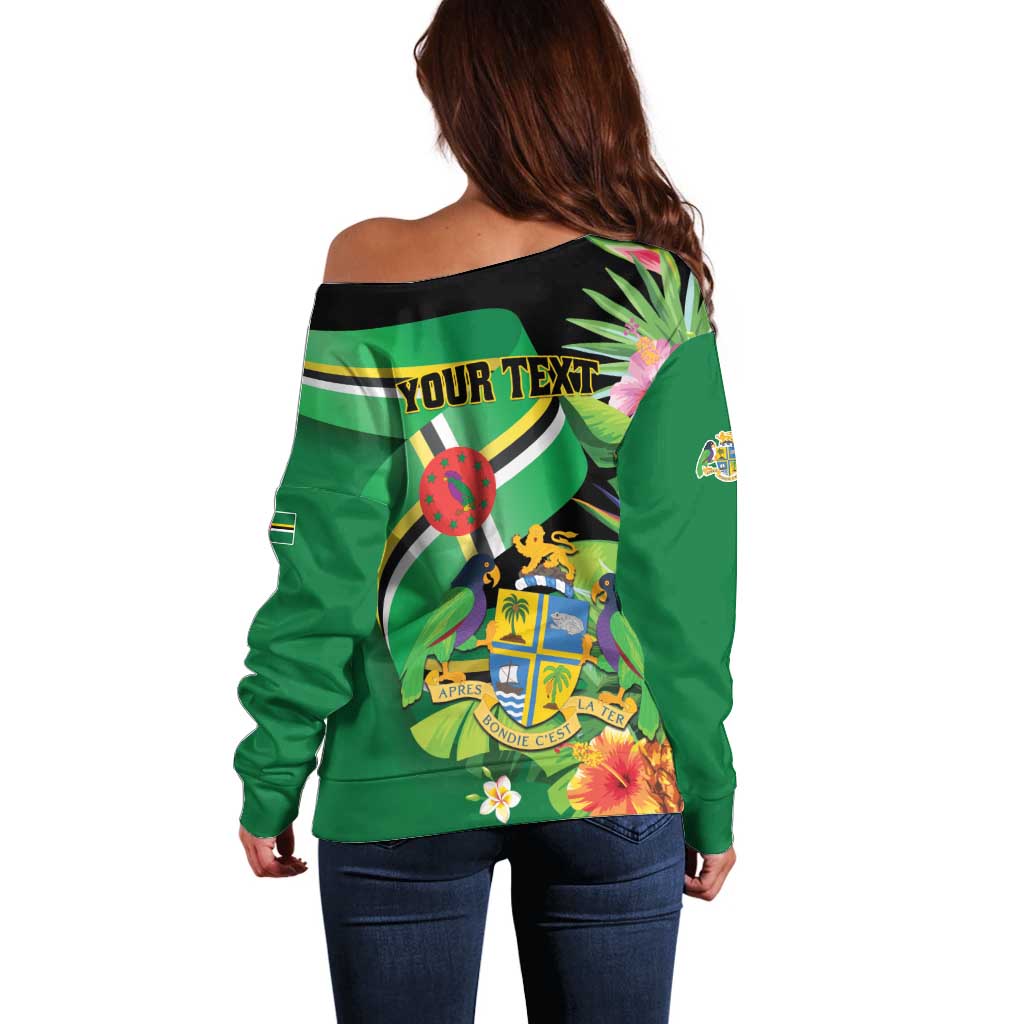 Personalized Dominica Off Shoulder Sweater Nature Island of the Caribbean - Wonder Print Shop