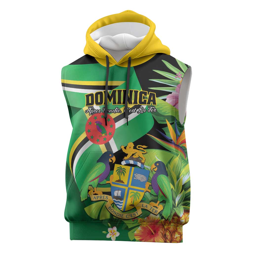 Personalized Dominica Sleeveless Hoodie Nature Island of the Caribbean - Wonder Print Shop
