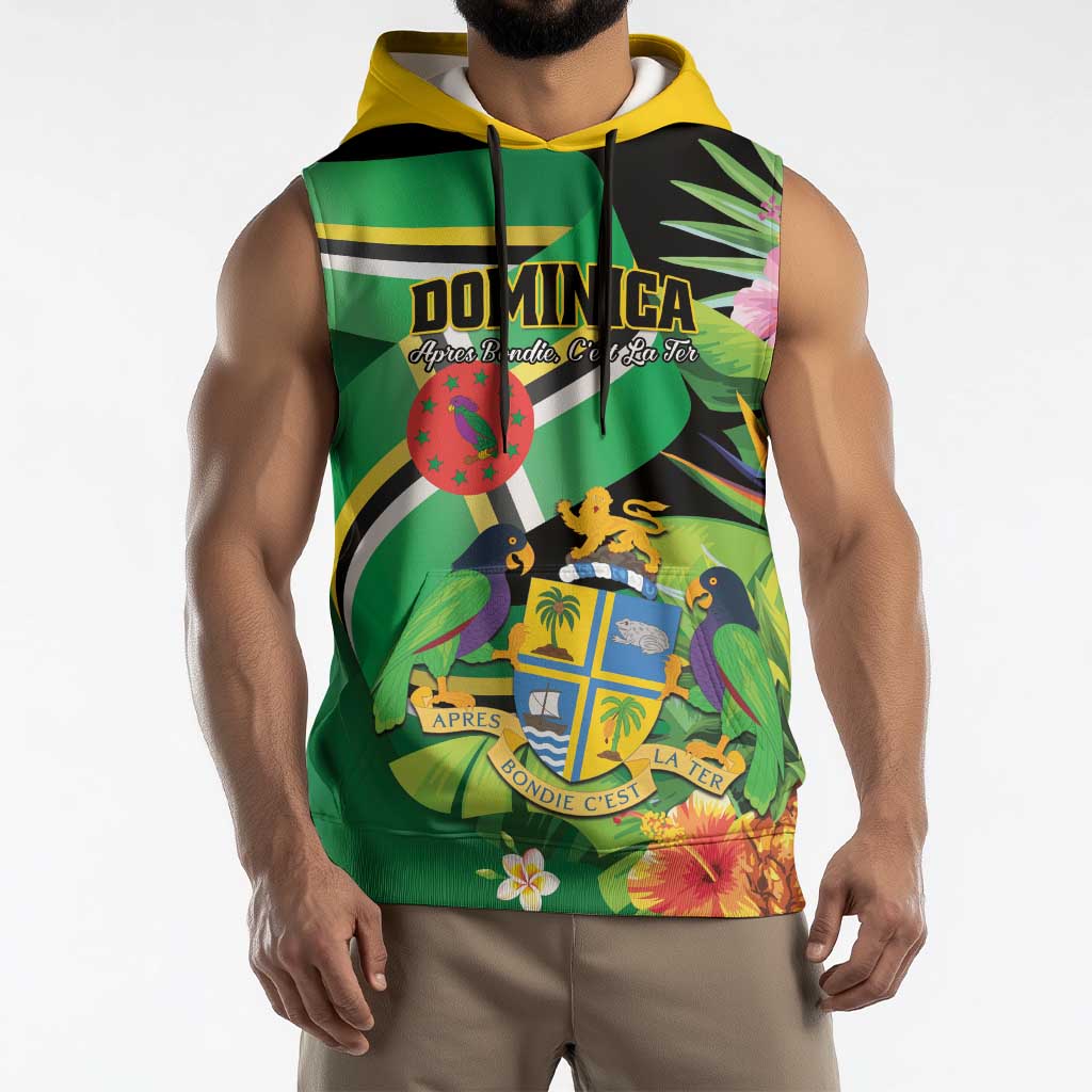 Personalized Dominica Sleeveless Hoodie Nature Island of the Caribbean - Wonder Print Shop