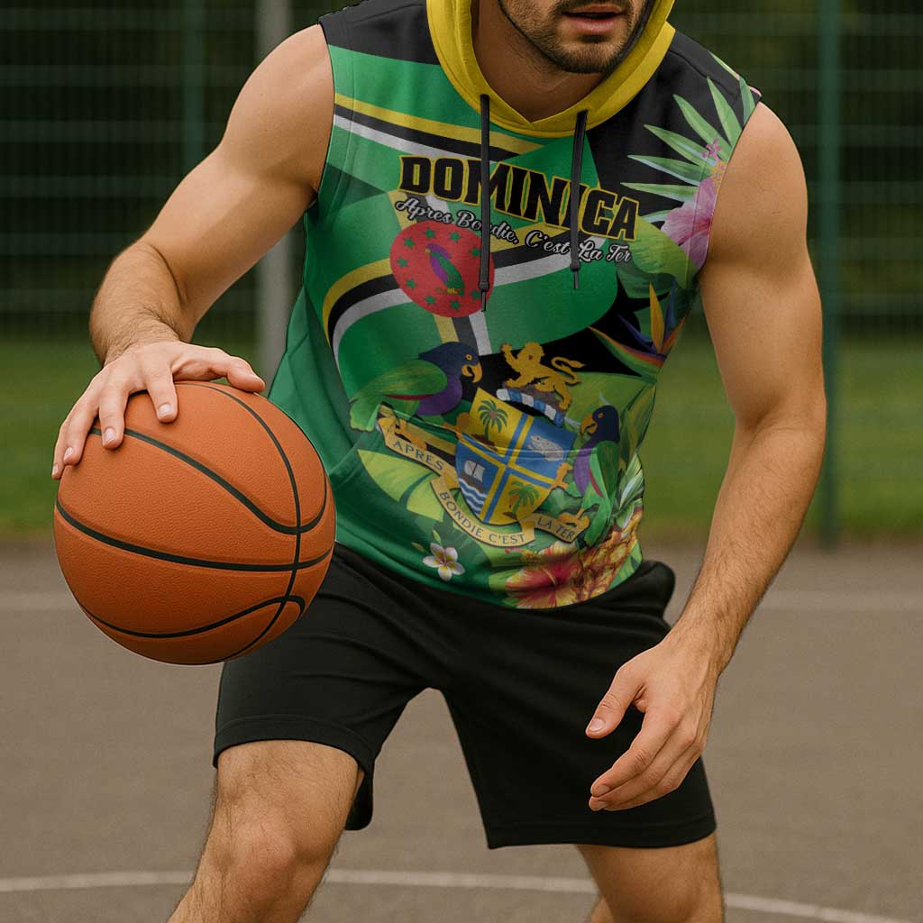 Personalized Dominica Sleeveless Hoodie Nature Island of the Caribbean - Wonder Print Shop