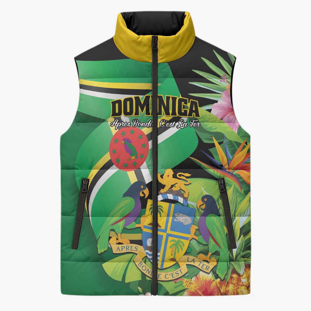 Personalized Dominica Sleeveless Puffer Jacket Nature Island of the Caribbean - Wonder Print Shop