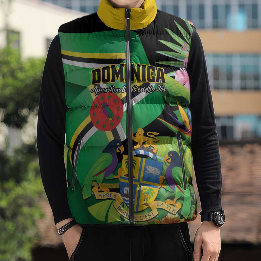 Personalized Dominica Sleeveless Puffer Jacket Nature Island of the Caribbean - Wonder Print Shop