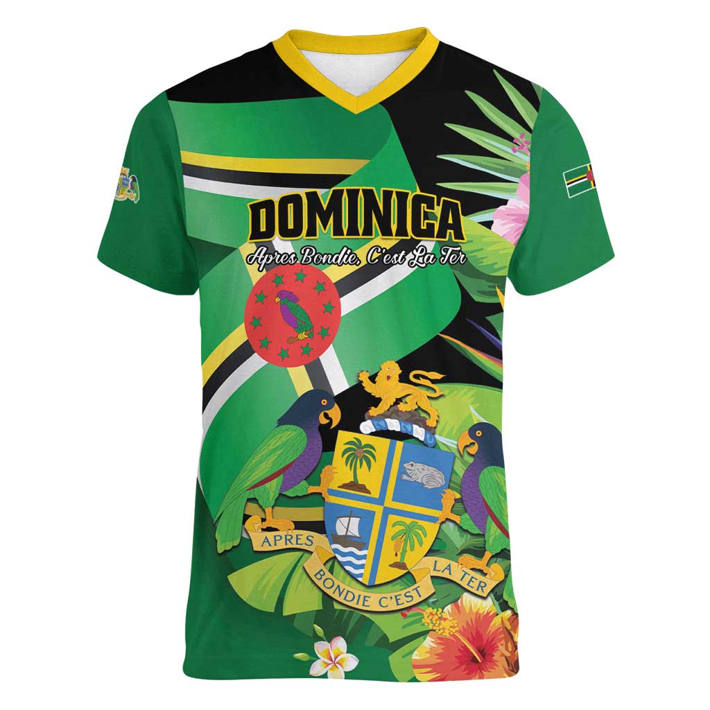 Personalized Dominica Women V-Neck T-Shirt Nature Island of the Caribbean - Wonder Print Shop