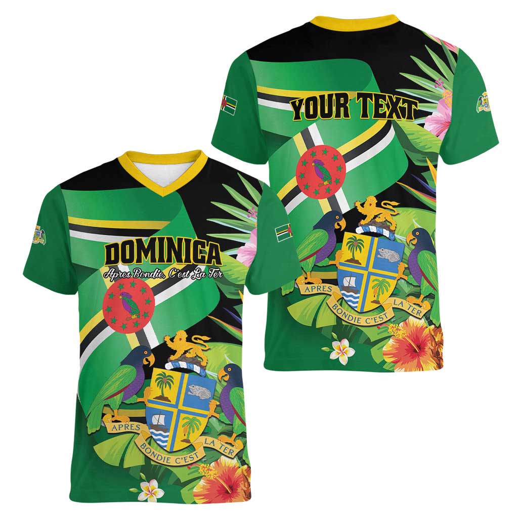 Personalized Dominica Women V-Neck T-Shirt Nature Island of the Caribbean - Wonder Print Shop