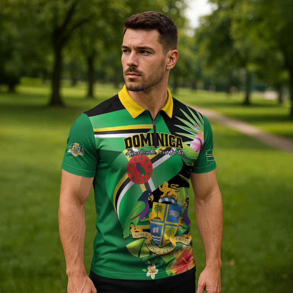 Personalized Dominica Zipper Polo Shirt Nature Island of the Caribbean - Wonder Print Shop