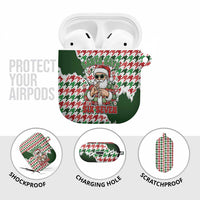 Funny Santa Claus Says Six Seven AirPods Case Christmas Houndstooth Pattern - Wonder Print Shop