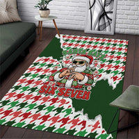 Funny Santa Claus Says Six Seven Area Rug Christmas Houndstooth Pattern - Wonder Print Shop