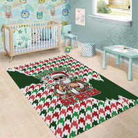 Funny Santa Claus Says Six Seven Area Rug Christmas Houndstooth Pattern - Wonder Print Shop