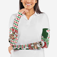 Funny Santa Claus Says Six Seven Arm Sleeves Christmas Houndstooth Pattern - Wonder Print Shop