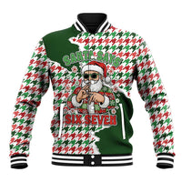 Funny Santa Claus Says Six Seven Baseball Jacket Christmas Houndstooth Pattern - Wonder Print Shop