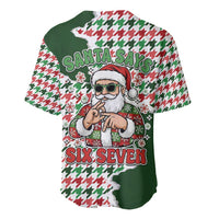 Funny Santa Claus Says Six Seven Baseball Jersey Christmas Houndstooth Pattern - Wonder Print Shop