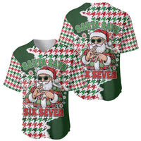 Funny Santa Claus Says Six Seven Baseball Jersey Christmas Houndstooth Pattern - Wonder Print Shop