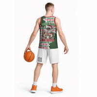 Funny Santa Claus Says Six Seven Basketball Jersey Christmas Houndstooth Pattern - Wonder Print Shop