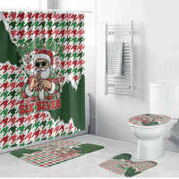 Funny Santa Claus Says Six Seven Bathroom Set Christmas Houndstooth Pattern - Wonder Print Shop