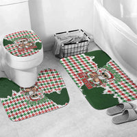Funny Santa Claus Says Six Seven Bathroom Set Christmas Houndstooth Pattern - Wonder Print Shop