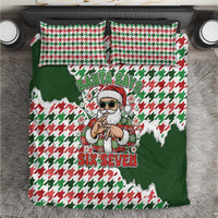 Funny Santa Claus Says Six Seven Bedding Set Christmas Houndstooth Pattern - Wonder Print Shop