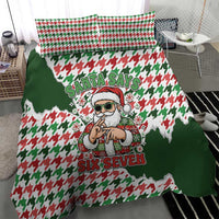 Funny Santa Claus Says Six Seven Bedding Set Christmas Houndstooth Pattern - Wonder Print Shop