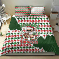 Funny Santa Claus Says Six Seven Bedding Set Christmas Houndstooth Pattern - Wonder Print Shop