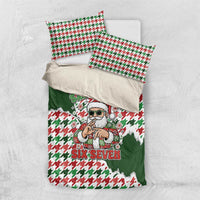 Funny Santa Claus Says Six Seven Bedding Set Christmas Houndstooth Pattern - Wonder Print Shop