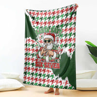 Funny Santa Claus Says Six Seven Blanket Christmas Houndstooth Pattern - Wonder Print Shop