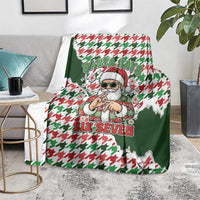 Funny Santa Claus Says Six Seven Blanket Christmas Houndstooth Pattern - Wonder Print Shop