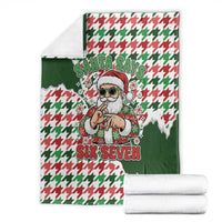 Funny Santa Claus Says Six Seven Blanket Christmas Houndstooth Pattern - Wonder Print Shop