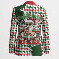 Funny Santa Claus Says Six Seven Blazer Christmas Houndstooth Pattern - Wonder Print Shop