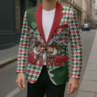 Funny Santa Claus Says Six Seven Blazer Christmas Houndstooth Pattern - Wonder Print Shop