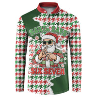 Funny Santa Claus Says Six Seven Button Sweatshirt Christmas Houndstooth Pattern - Wonder Print Shop