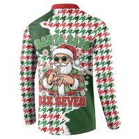Funny Santa Claus Says Six Seven Button Sweatshirt Christmas Houndstooth Pattern - Wonder Print Shop