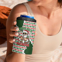 Funny Santa Claus Says Six Seven 4 in 1 Can Cooler Tumbler Christmas Houndstooth Pattern - Wonder Print Shop