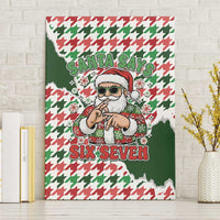 Funny Santa Claus Says Six Seven Canvas Wall Art Christmas Houndstooth Pattern - Wonder Print Shop