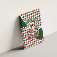 Funny Santa Claus Says Six Seven Canvas Wall Art Christmas Houndstooth Pattern - Wonder Print Shop