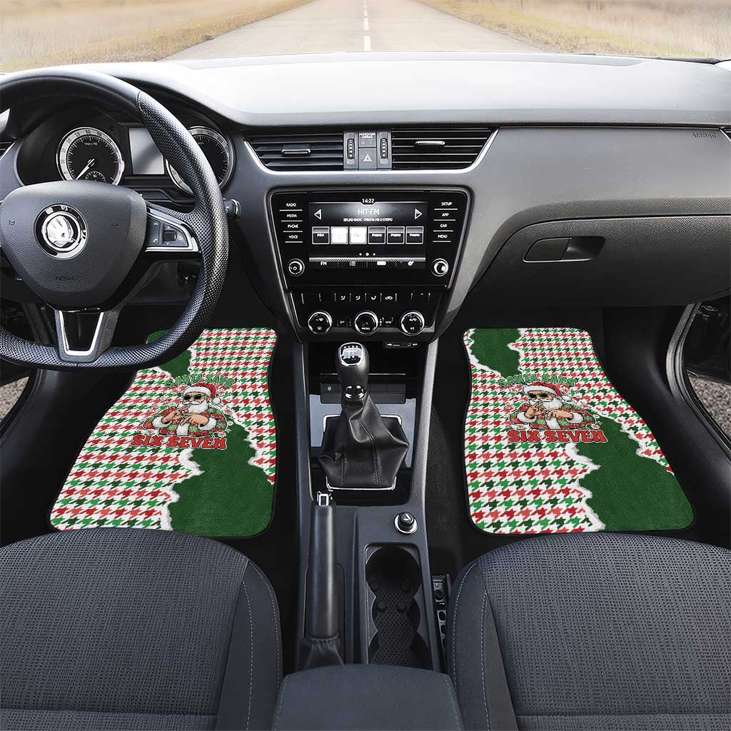 Funny Santa Claus Says Six Seven Car Mats Christmas Houndstooth Pattern - Wonder Print Shop