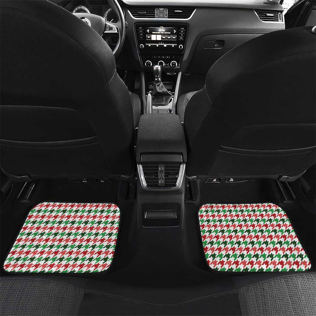 Funny Santa Claus Says Six Seven Car Mats Christmas Houndstooth Pattern - Wonder Print Shop