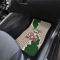 Funny Santa Claus Says Six Seven Car Mats Christmas Houndstooth Pattern - Wonder Print Shop
