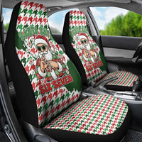 Funny Santa Claus Says Six Seven Car Seat Cover Christmas Houndstooth Pattern - Wonder Print Shop