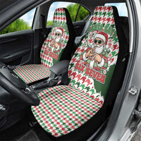 Funny Santa Claus Says Six Seven Car Seat Cover Christmas Houndstooth Pattern - Wonder Print Shop