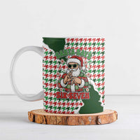 Funny Santa Claus Says Six Seven Ceramic Mug Christmas Houndstooth Pattern - Wonder Print Shop