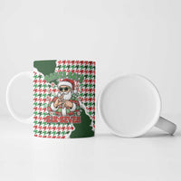 Funny Santa Claus Says Six Seven Ceramic Mug Christmas Houndstooth Pattern - Wonder Print Shop