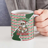 Funny Santa Claus Says Six Seven Ceramic Mug Christmas Houndstooth Pattern - Wonder Print Shop