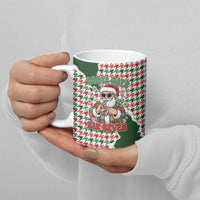 Funny Santa Claus Says Six Seven Ceramic Mug Christmas Houndstooth Pattern - Wonder Print Shop