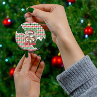 Funny Santa Claus Says Six Seven Ceramic Ornament Christmas Houndstooth Pattern - Wonder Print Shop