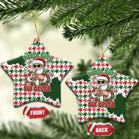 Funny Santa Claus Says Six Seven Ceramic Ornament Christmas Houndstooth Pattern - Wonder Print Shop