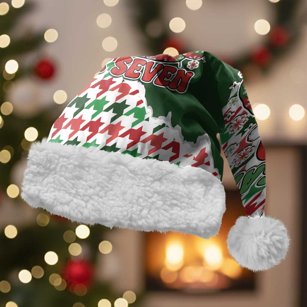 Funny Santa Claus Says Six Seven Christmas Santa Hat Christmas Houndstooth Pattern - Wonder Print Shop