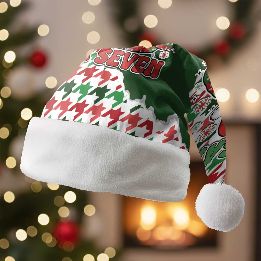 Funny Santa Claus Says Six Seven Christmas Santa Hat Christmas Houndstooth Pattern - Wonder Print Shop