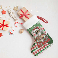Funny Santa Claus Says Six Seven Christmas Stocking Christmas Houndstooth Pattern - Wonder Print Shop