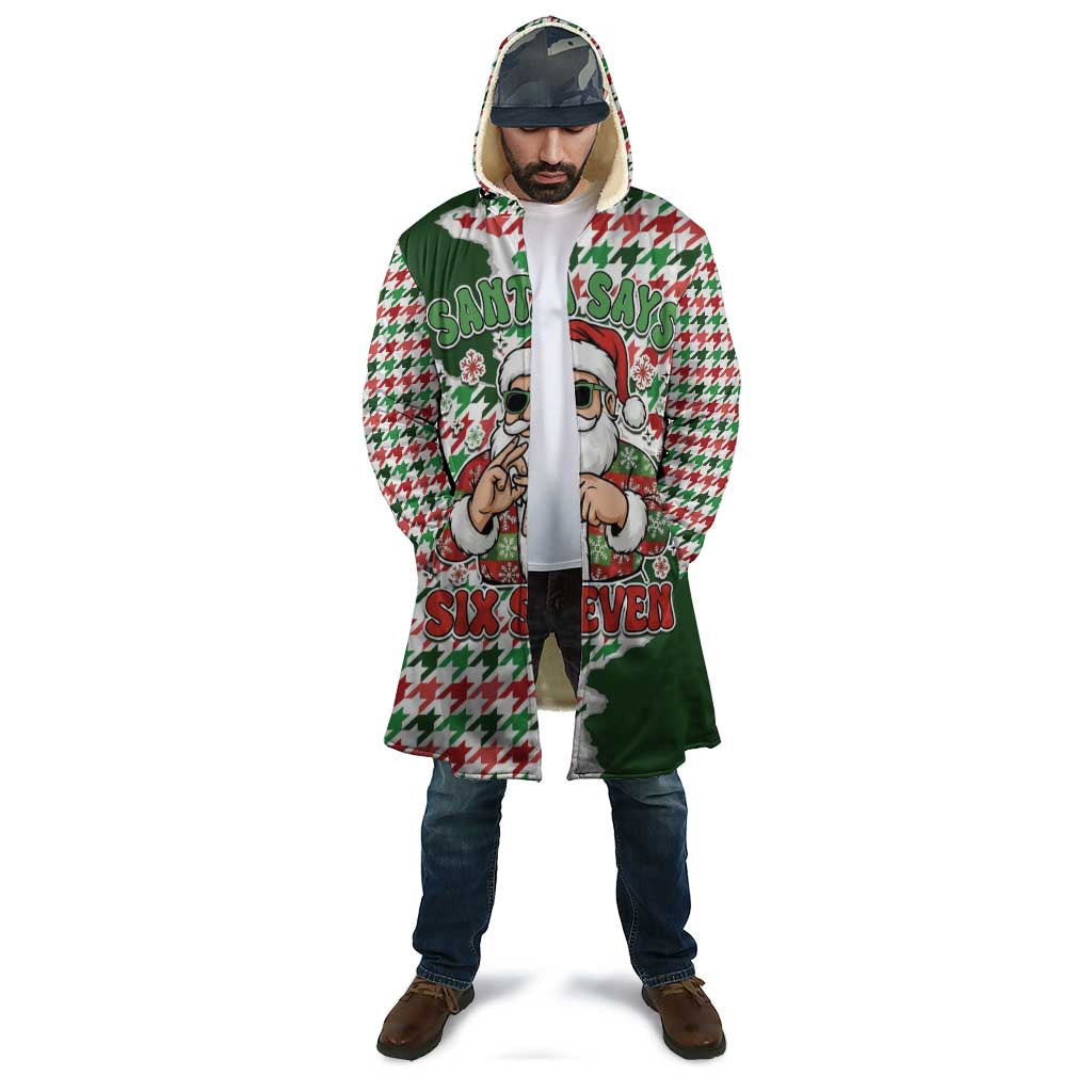 Funny Santa Claus Says Six Seven Cloak Christmas Houndstooth Pattern - Wonder Print Shop